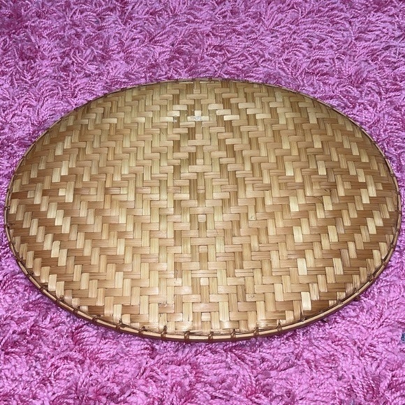 Woven Oval Basket Tray Wall Hanging Cornacopia Cotge Granny Decor Large - Picture 2 of 7